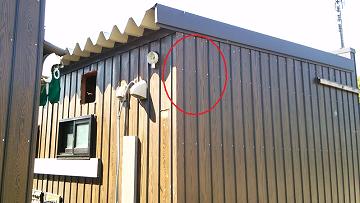 滋賀県甲賀市水口町でプレハブ小屋内部に営巣したモンスズメバチの蜂の巣駆除