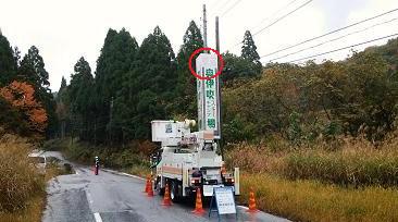 滋賀県米原市で看板上部の内側に営巣したキイロスズメバチの蜂の巣駆除